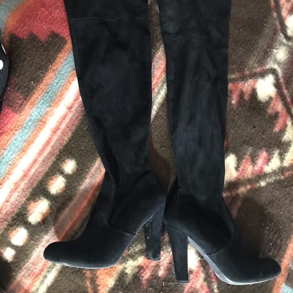 Thigh high suede boots